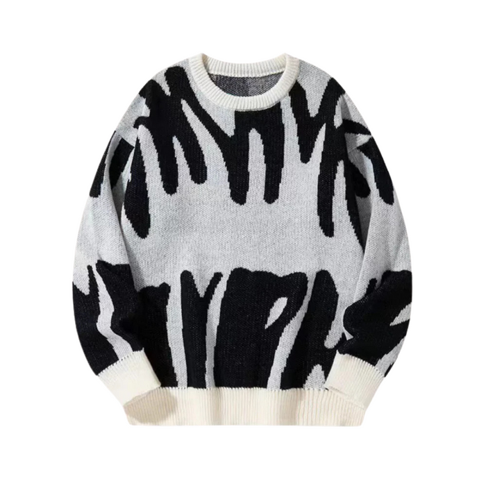 Sweter Męski z Abstrakcyjnym Wzorem i Okrągłym Dekoltem