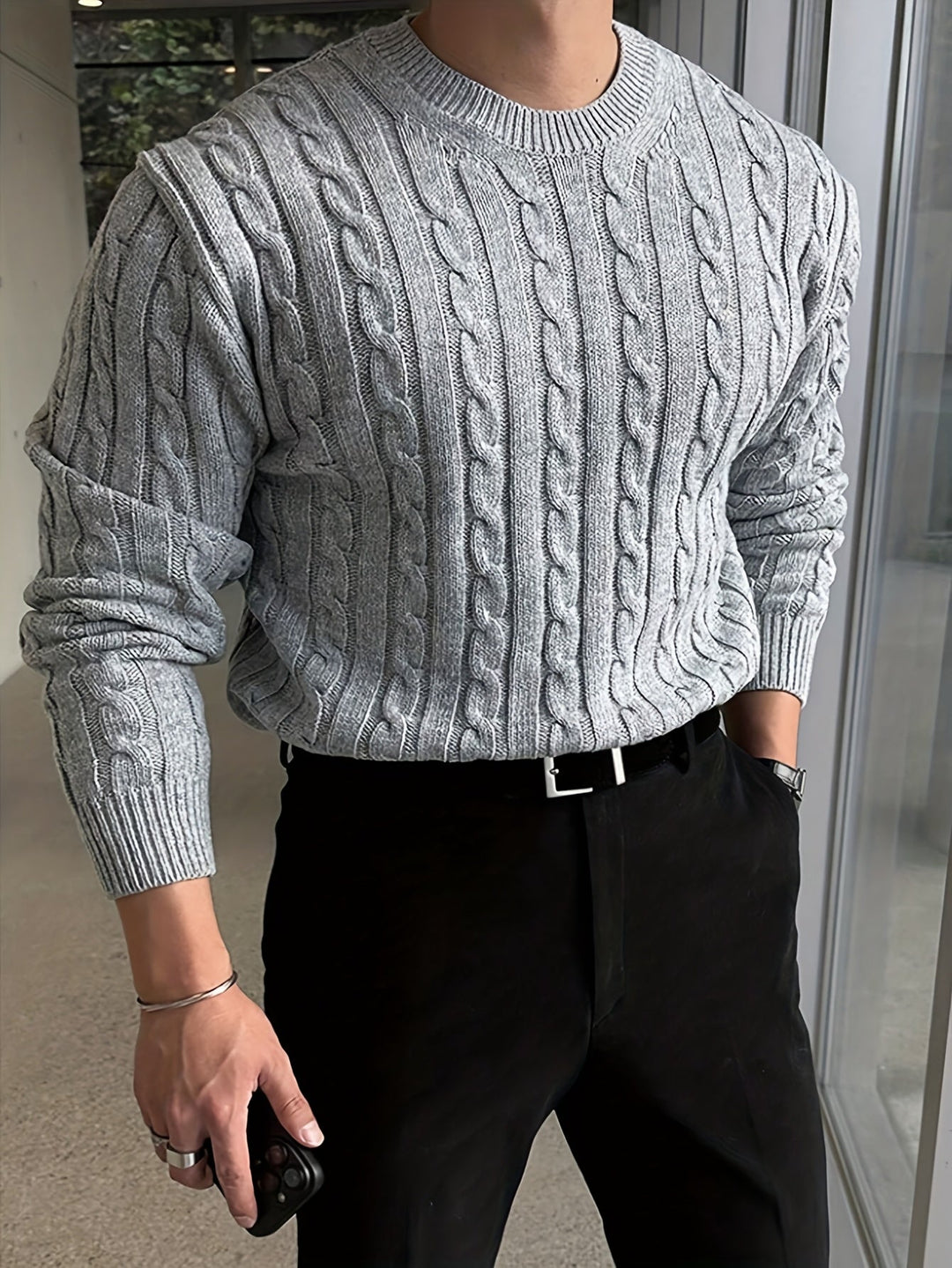 Jonas | Sweter z dzianiny w splot kablowy