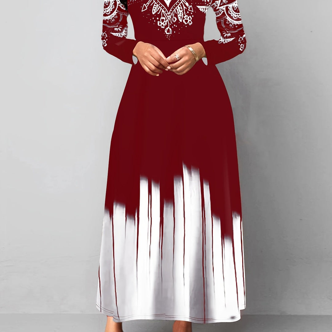 Nadia | Ornamentalny Print Flared Maxi Dress