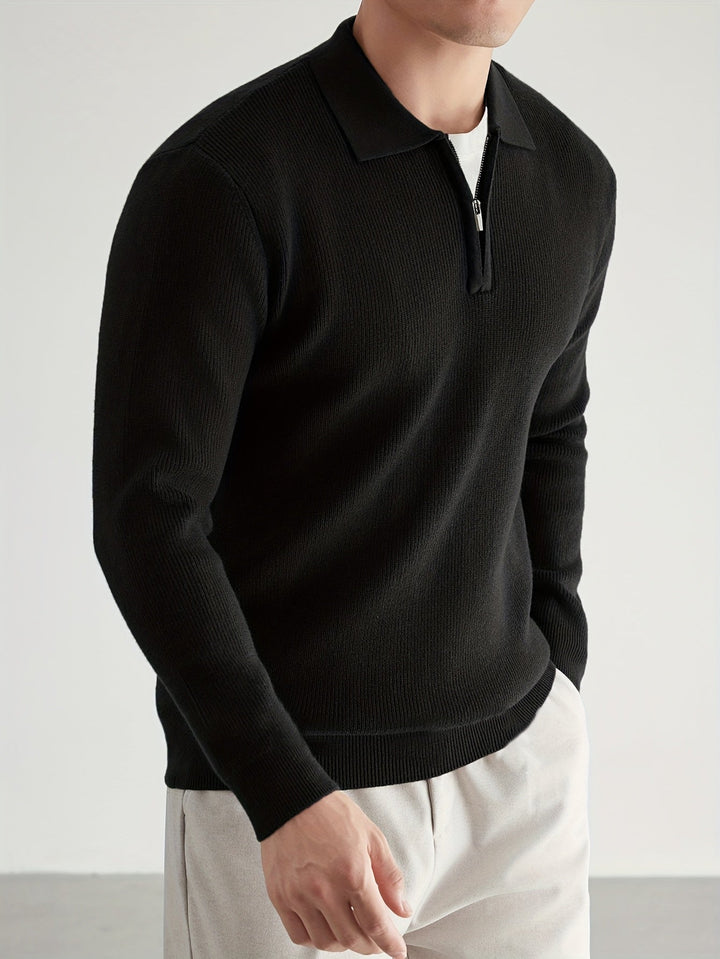 Donovan | Elegancki sweter polo z ćwierć zamkiem