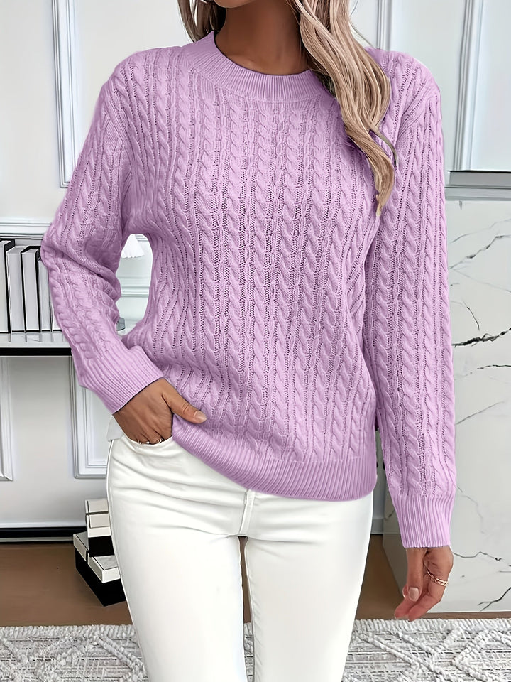 Faye | Sweter z okrągłym dekoltem w splot kablowy