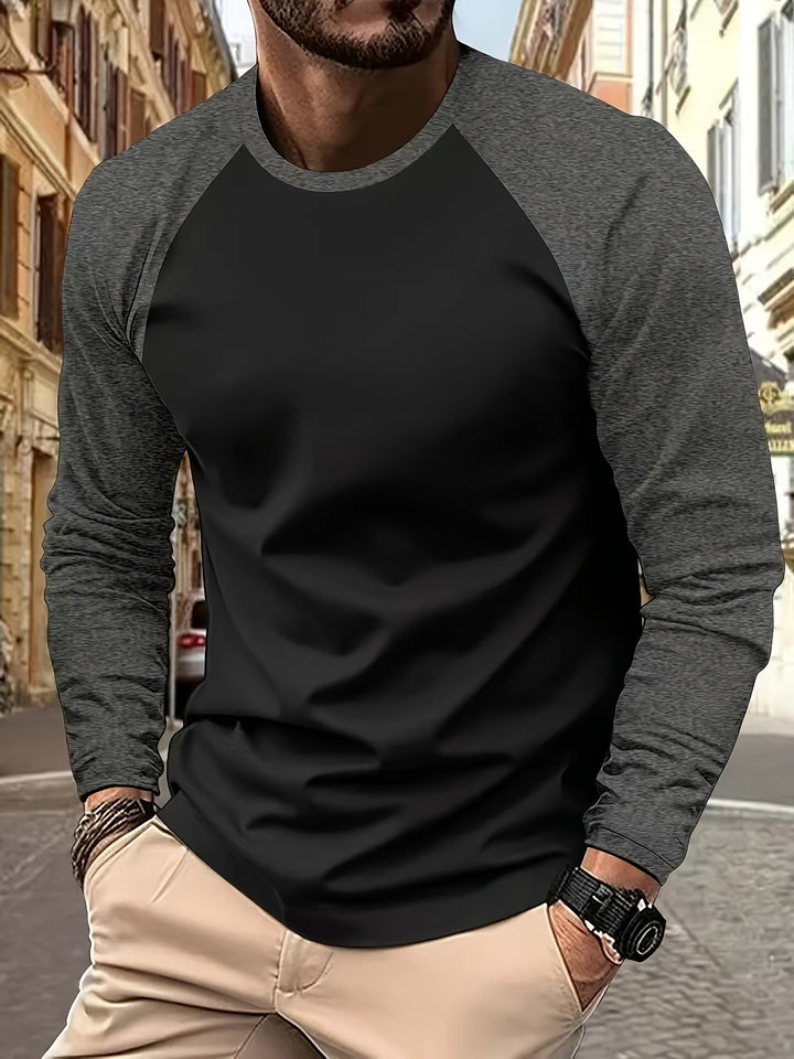 Trevor | Dwukolorowy T-shirt z Długim Rękawem