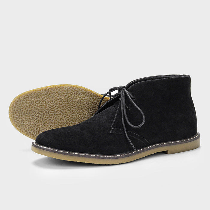 Męskie Buty Desert Boots z Sznurowaniem i Kontrastowym Wnętrzem