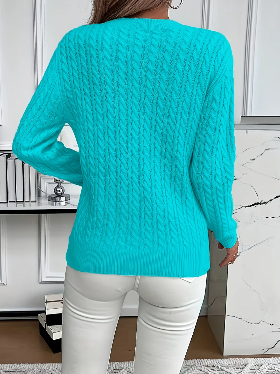 Faye | Sweter z okrągłym dekoltem w splot kablowy