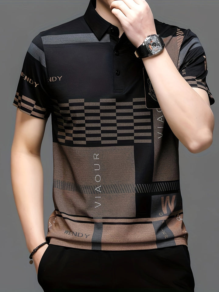 Nathaniel | Elegancka koszulka polo w kolorowe bloki