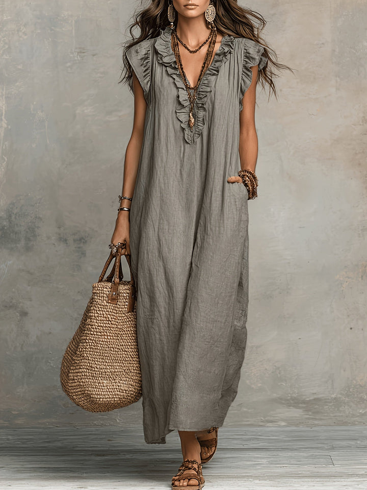 Marisol | Boho Maxi Sukienka z Falbanami