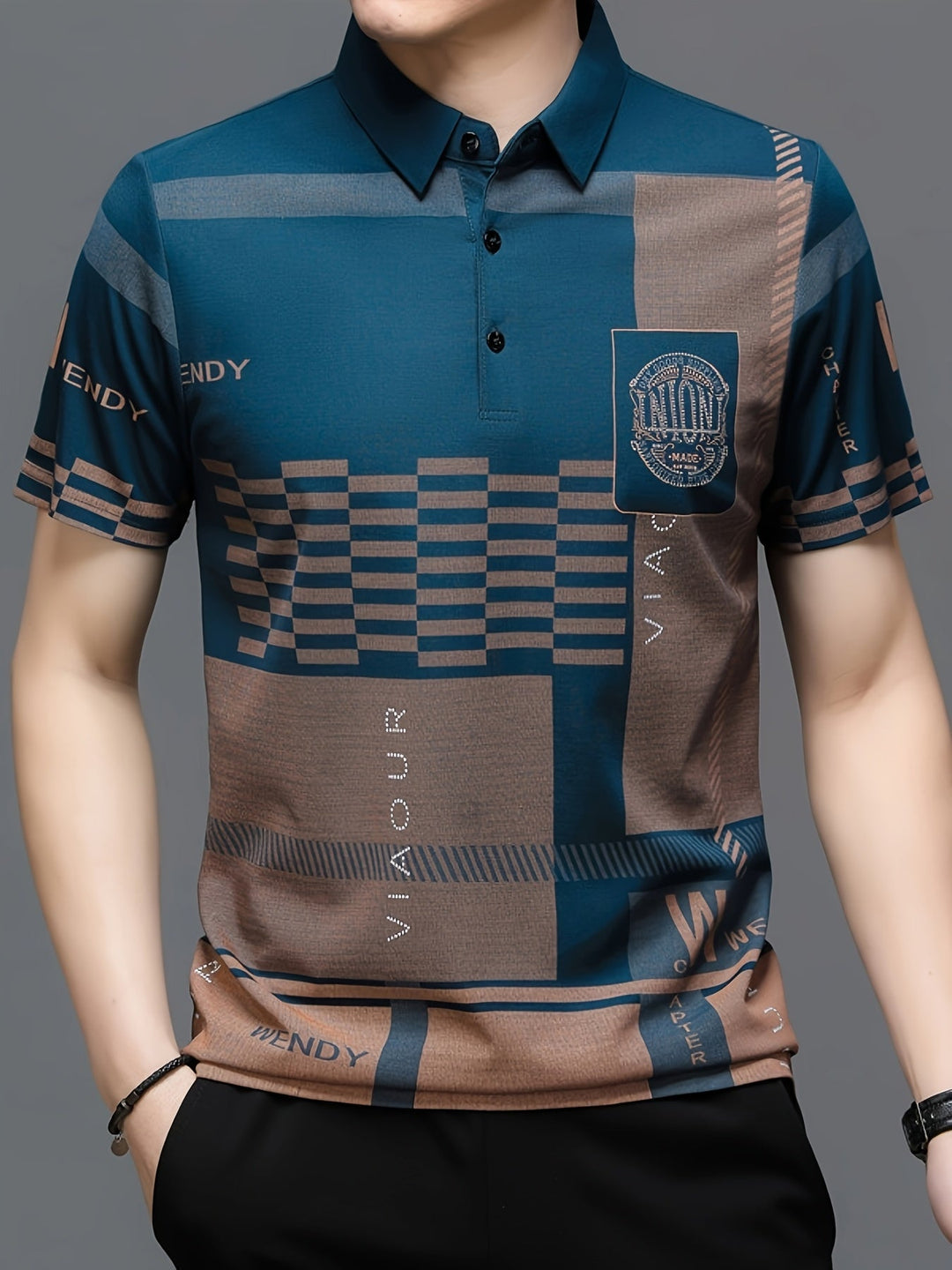 Nathaniel | Elegancka koszulka polo w kolorowe bloki