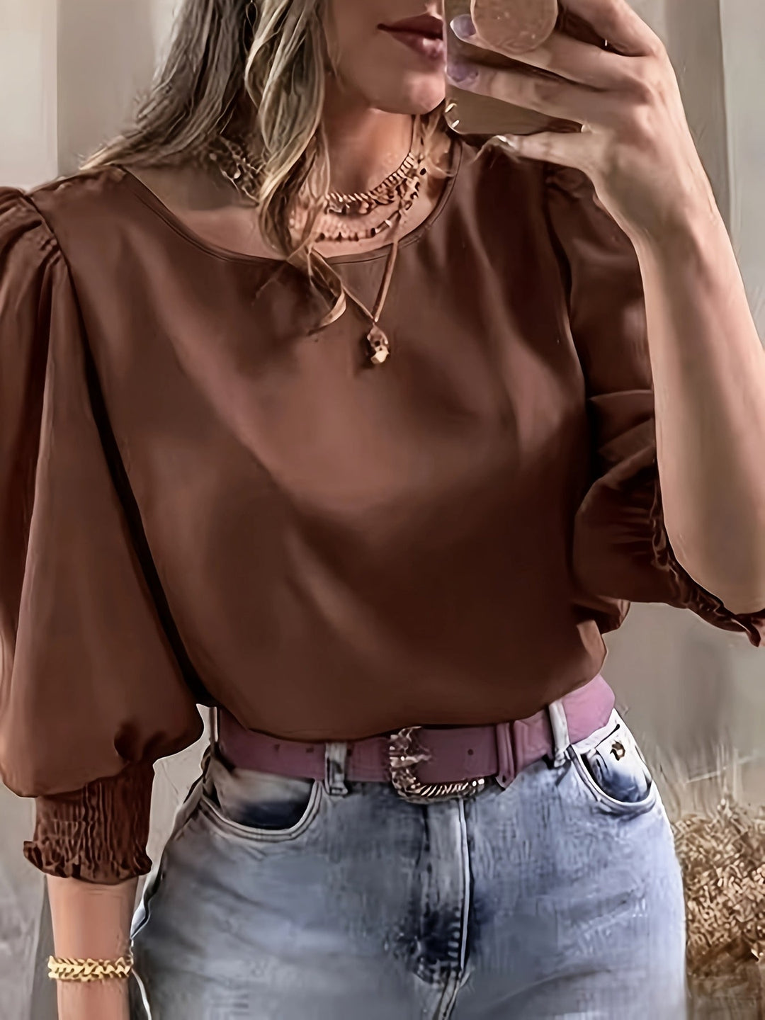 Ellen | Bluzka z Bufiastymi Rękawami