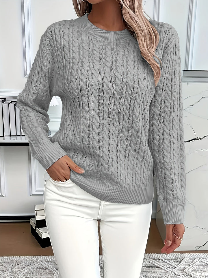 Faye | Sweter z okrągłym dekoltem w splot kablowy
