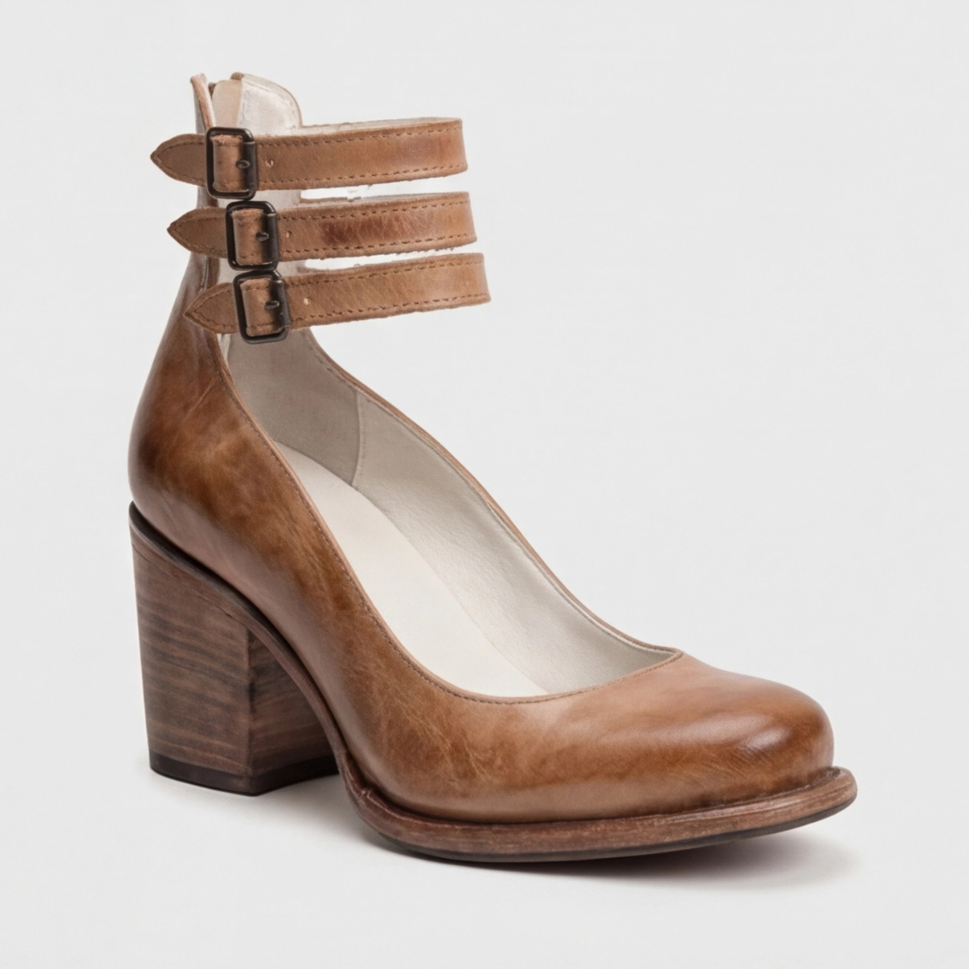 Lato | Eleganckie Retro Szpilki z Zapięciem na Kostce