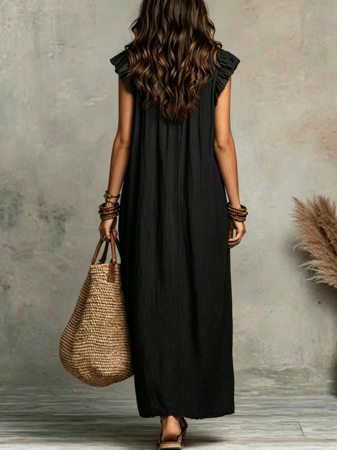 Marisol | Boho Maxi Sukienka z Falbanami