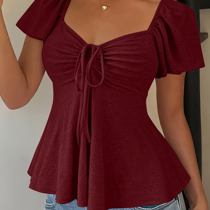 Josephine | Bluzka z Peplum i Rękawami w Stylu Flutter