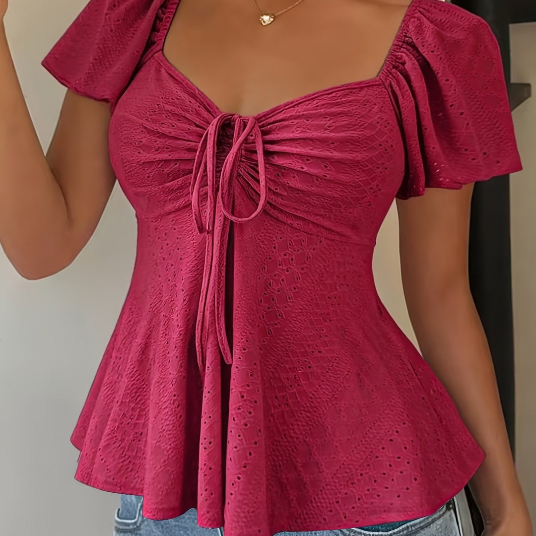 Josephine | Bluzka z Peplum i Rękawami w Stylu Flutter