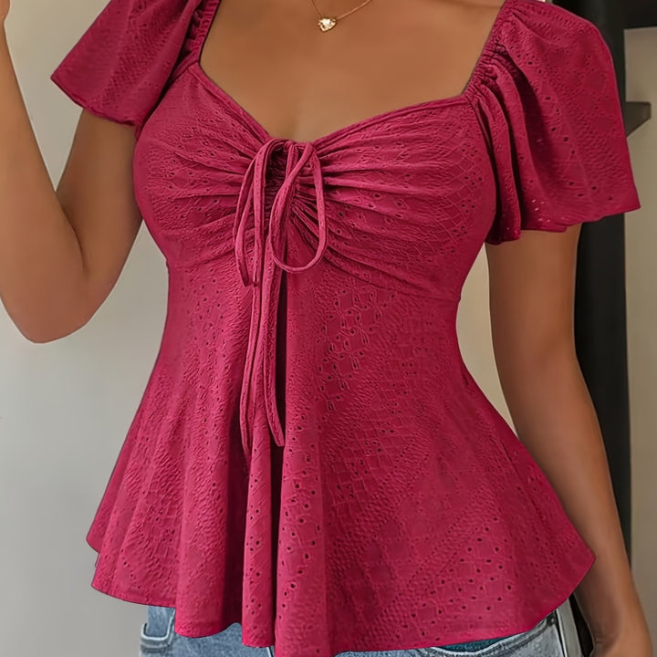 Josephine | Bluzka z Peplum i Rękawami w Stylu Flutter