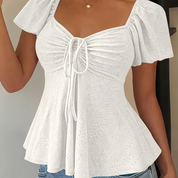 Josephine | Bluzka z Peplum i Rękawami w Stylu Flutter