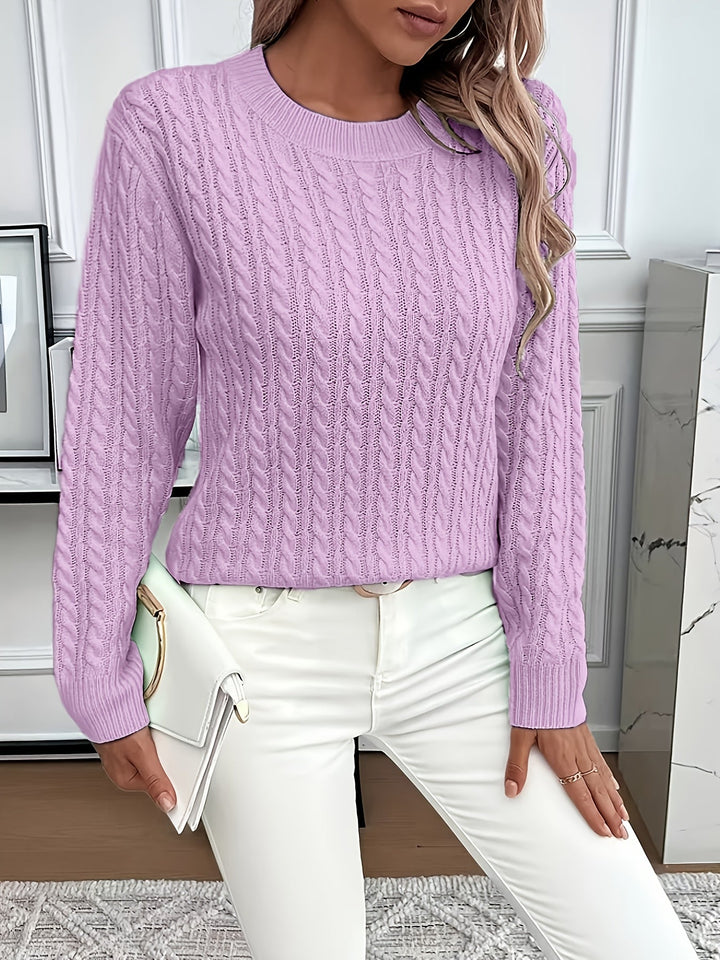 Faye | Sweter z okrągłym dekoltem w splot kablowy