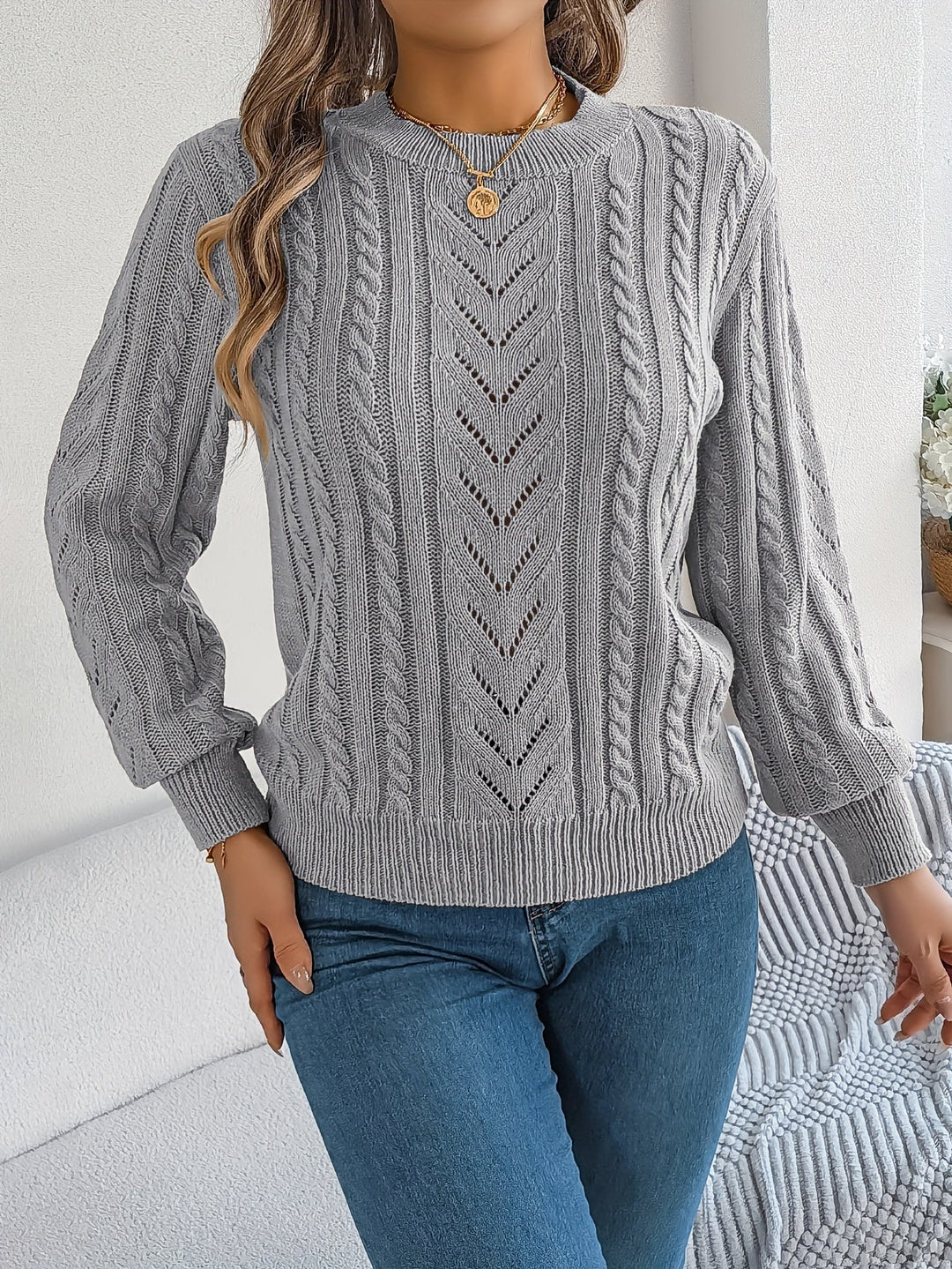 Blythe | Sweter z Warkoczowym Wzorem