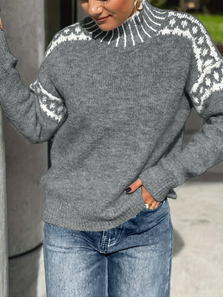 Corinna | Sweter z Mock-Neck w Kontrastowym Wykończeniu