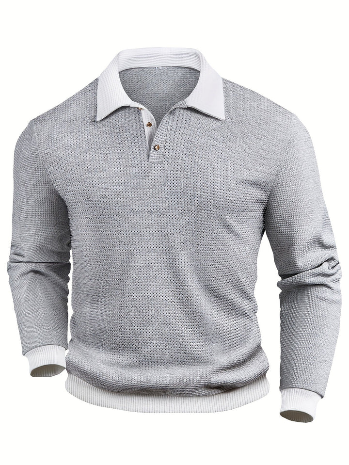 Gareth | Teksturowana koszulka polo z długim rękawem