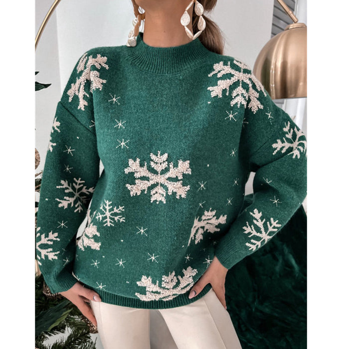 Pola | Puszysty sweter świąteczny damski w śnieżynki