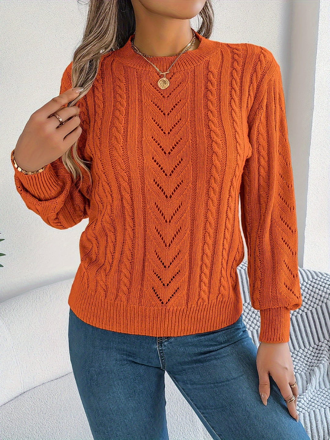 Blythe | Sweter z Warkoczowym Wzorem
