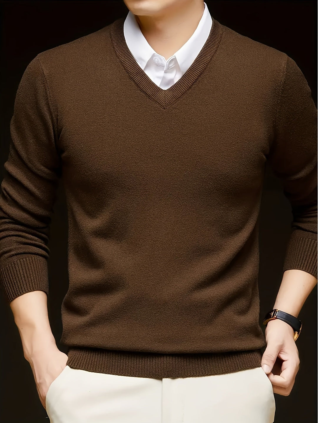 Hugh | Elegancki sweter w serek