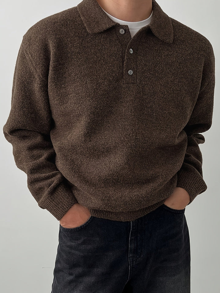 Landon | Wyrafinowany Sweter z Kołnierzykiem Polo