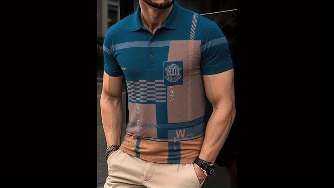 Nathaniel | Elegancka koszulka polo w kolorowe bloki
