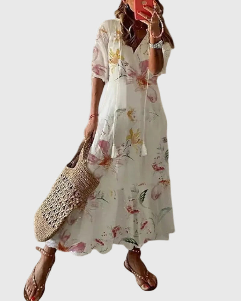 Amalia | Boho Vintage Letnia Sukienka Maxi
