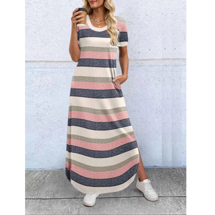 Kaylee | Casual Letnia Sukienka Maxi z Okrągłym Dekoltem