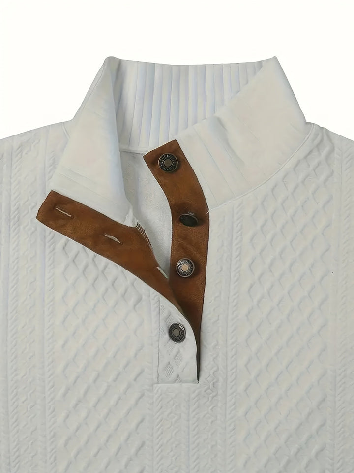 Ronan | Sweter Henley z Stojącym Kołnierzem i Guzikami