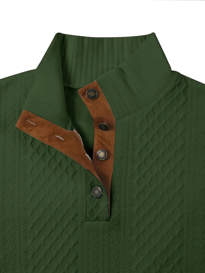 Ronan | Sweter Henley z Stojącym Kołnierzem i Guzikami