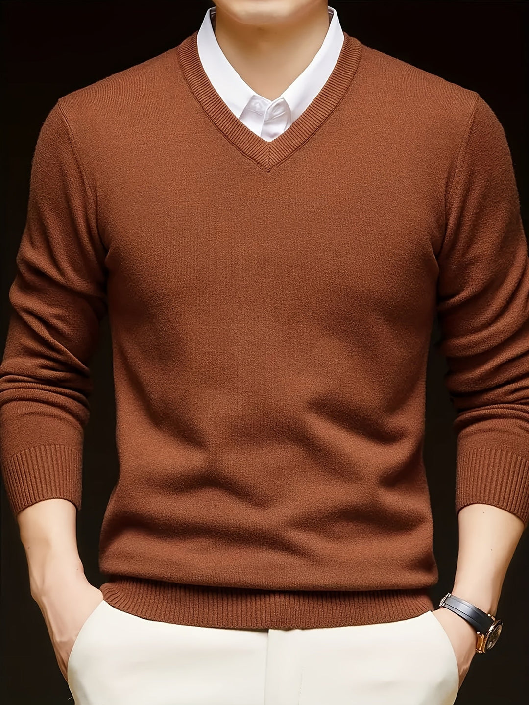 Hugh | Elegancki sweter w serek