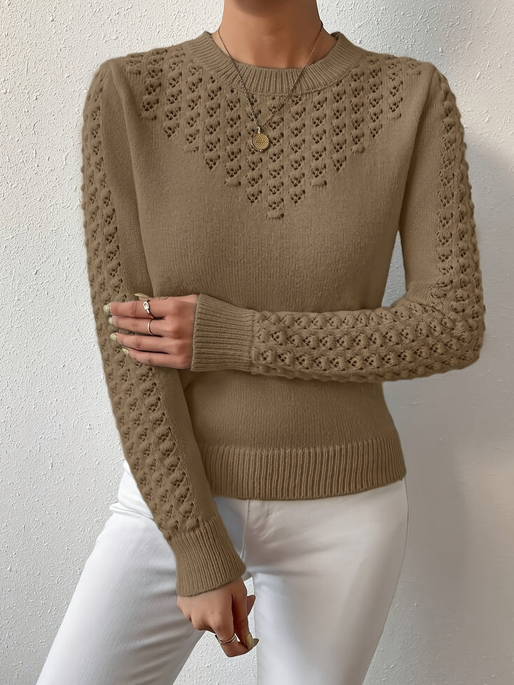 Aveline | Sweter z okrągłym dekoltem i wzorem ażurowym