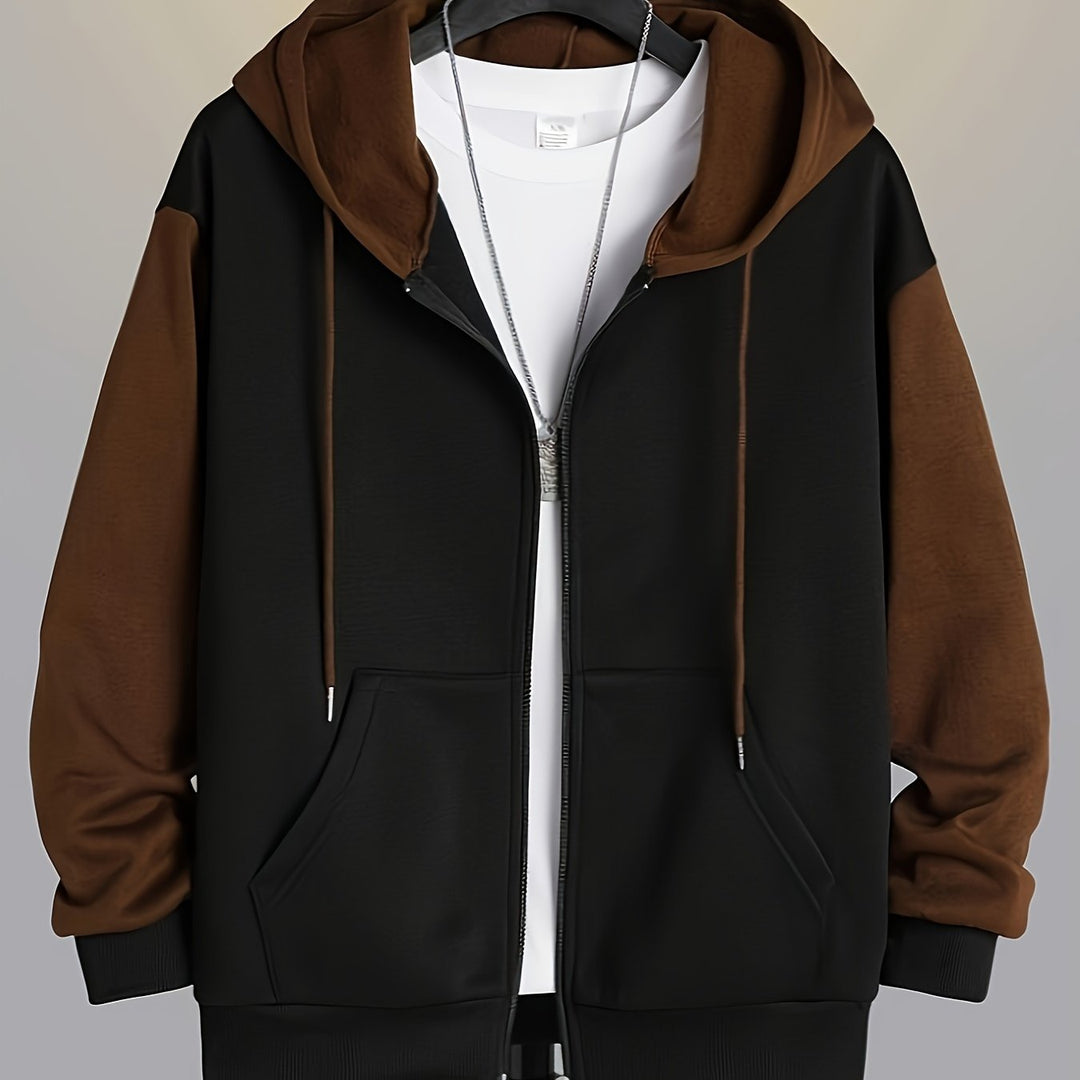 Cedric | Kolorowy Blokowany Hoodie na Zamek