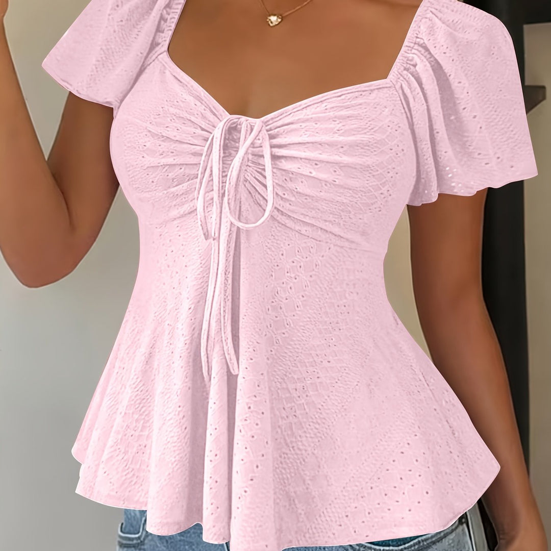 Josephine | Bluzka z Peplum i Rękawami w Stylu Flutter