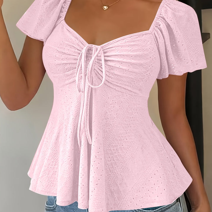Josephine | Bluzka z Peplum i Rękawami w Stylu Flutter