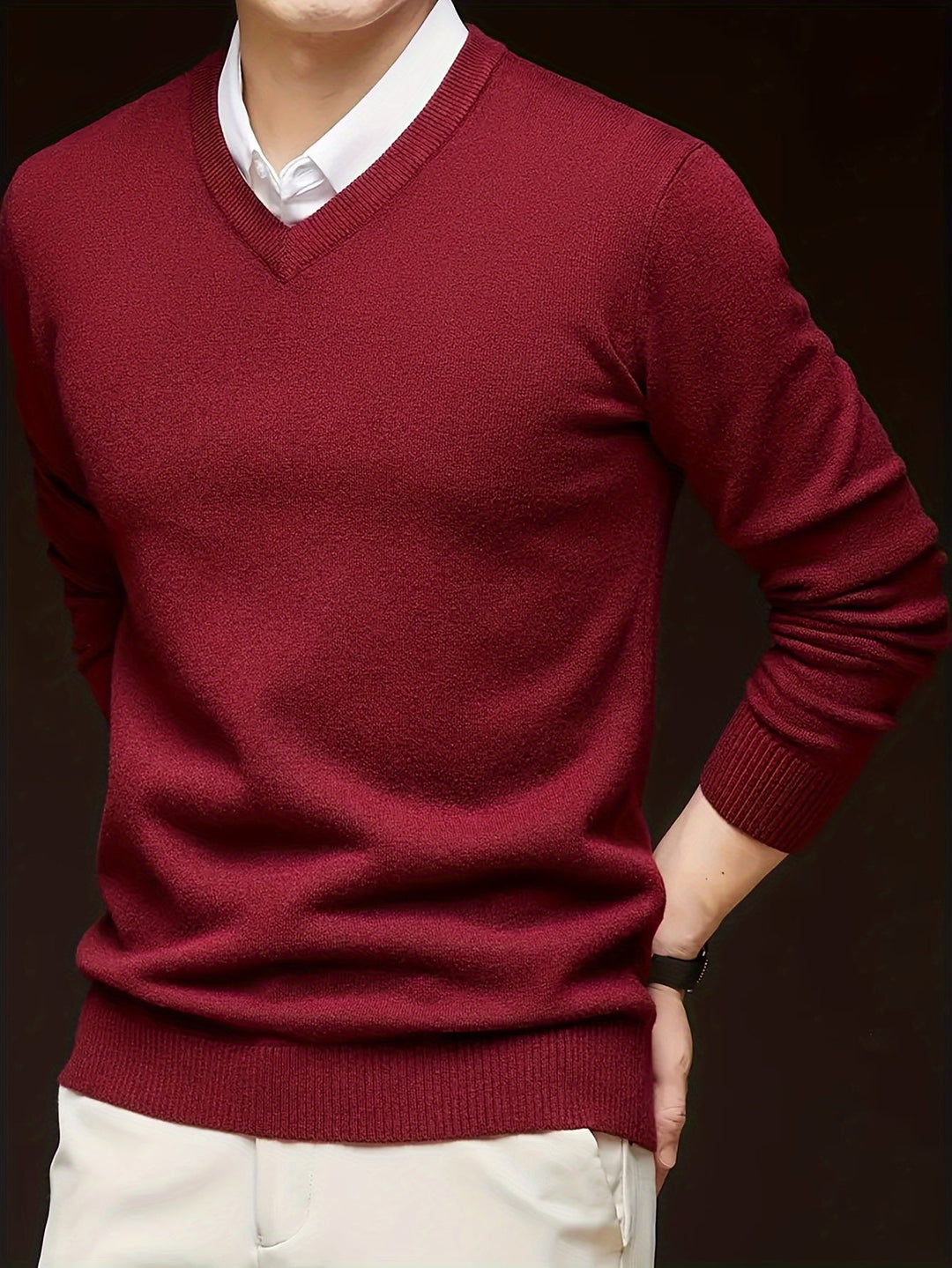 Hugh | Elegancki sweter w serek