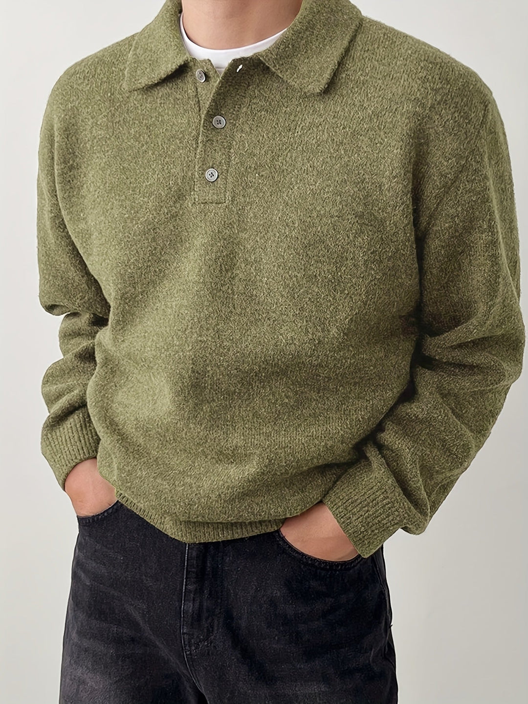Landon | Wyrafinowany Sweter z Kołnierzykiem Polo
