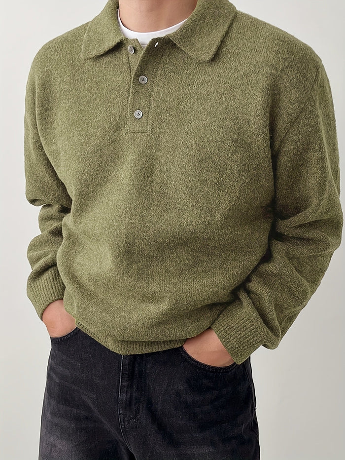 Landon | Wyrafinowany Sweter z Kołnierzykiem Polo