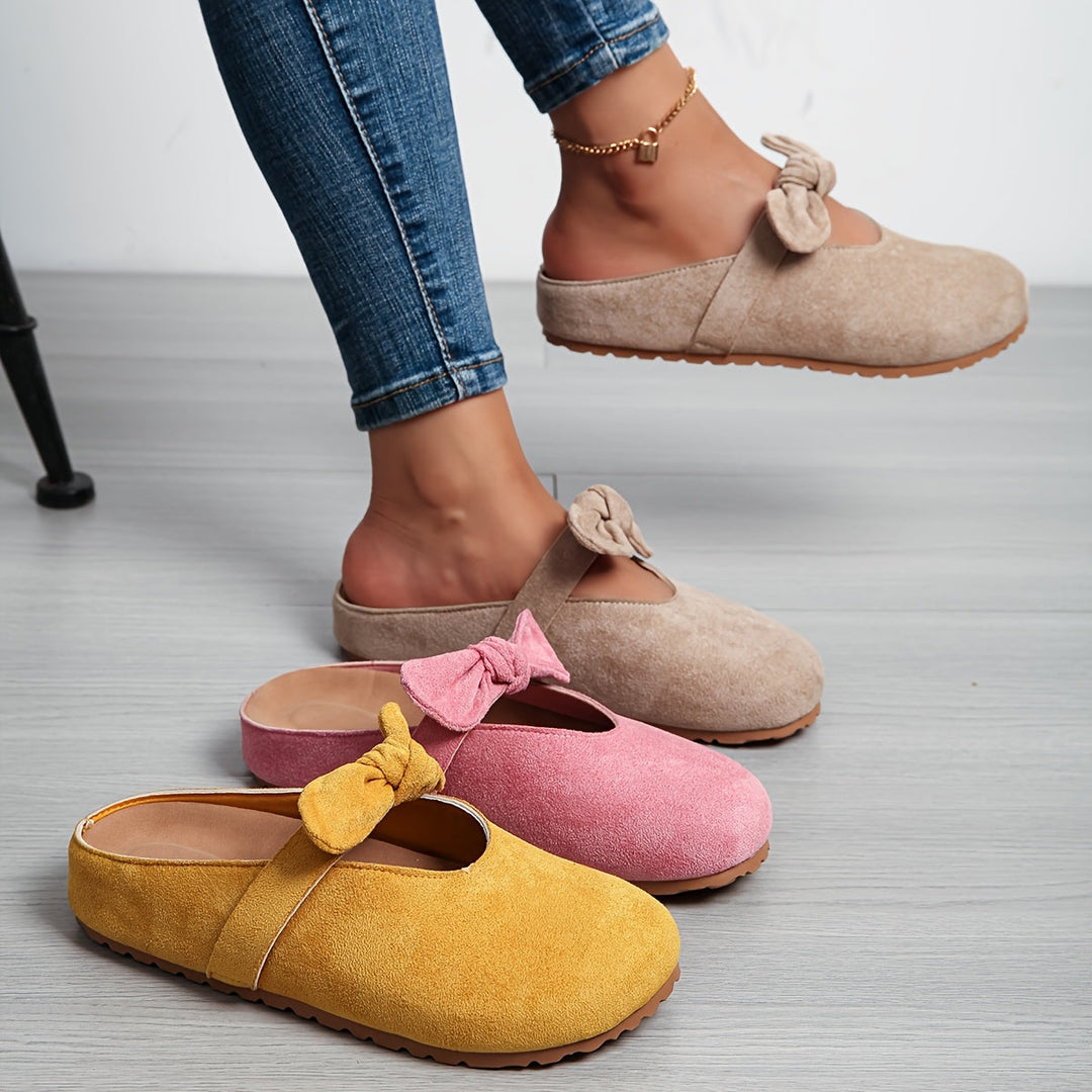 Whitney | Miękkie Klapki Slip-On z Kokardą