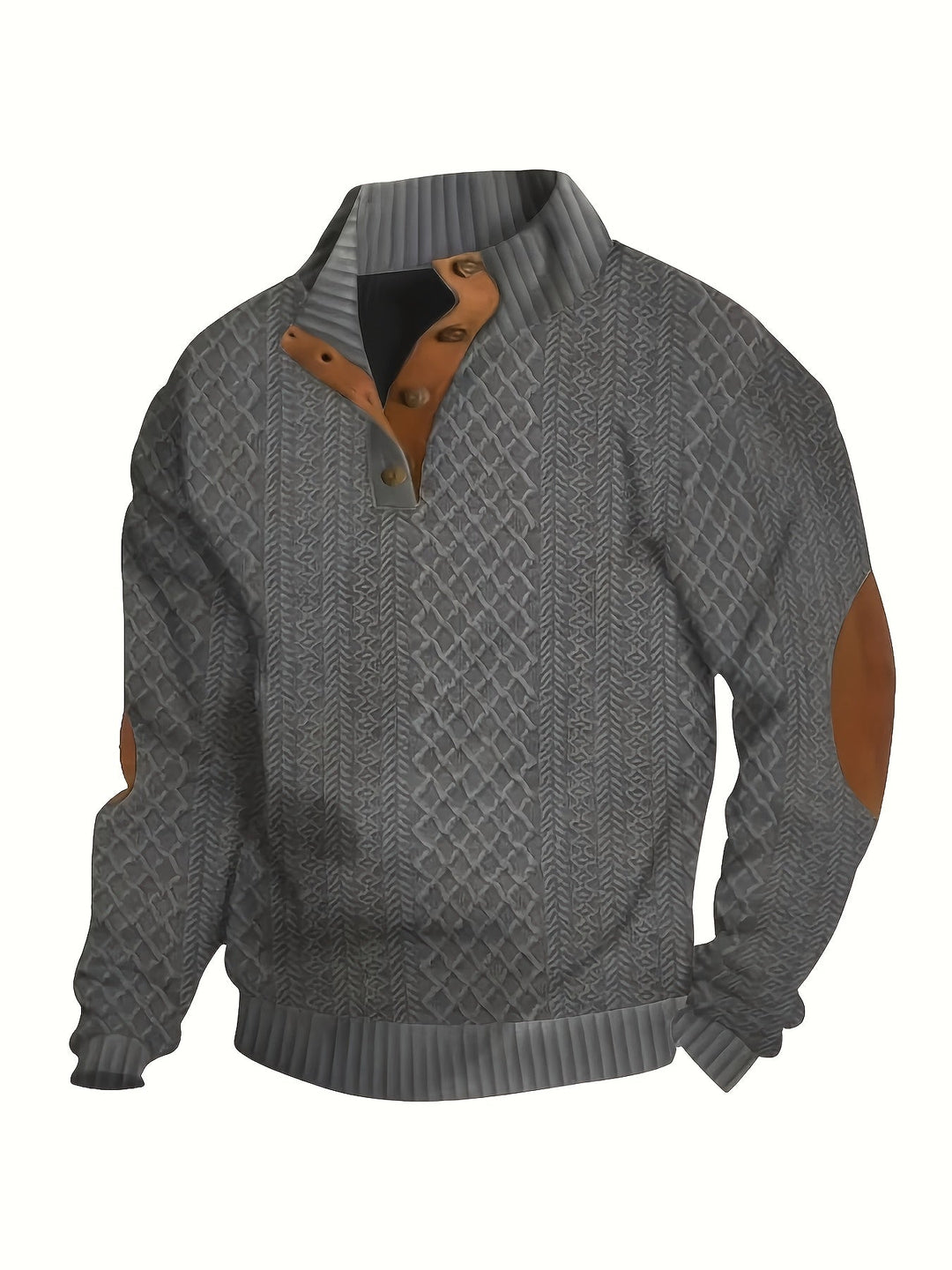 Ronan | Sweter Henley z Stojącym Kołnierzem i Guzikami