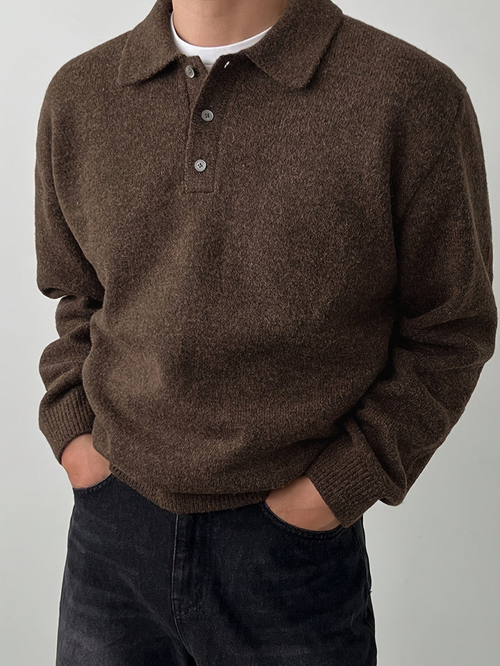 Landon | Wyrafinowany Sweter z Kołnierzykiem Polo