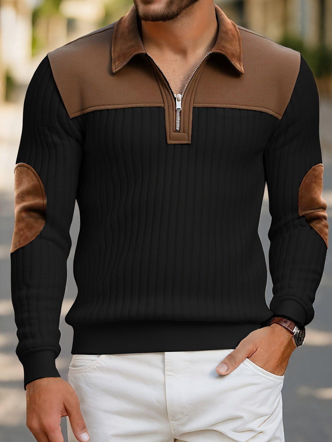 Roland | Pullover z Kwartowym Zipperem w Dwu Tonach