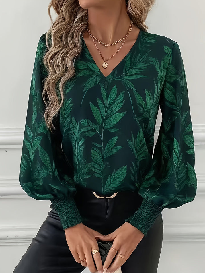 Elena | Botaniczna Bluzka z Dekoltem w Serek