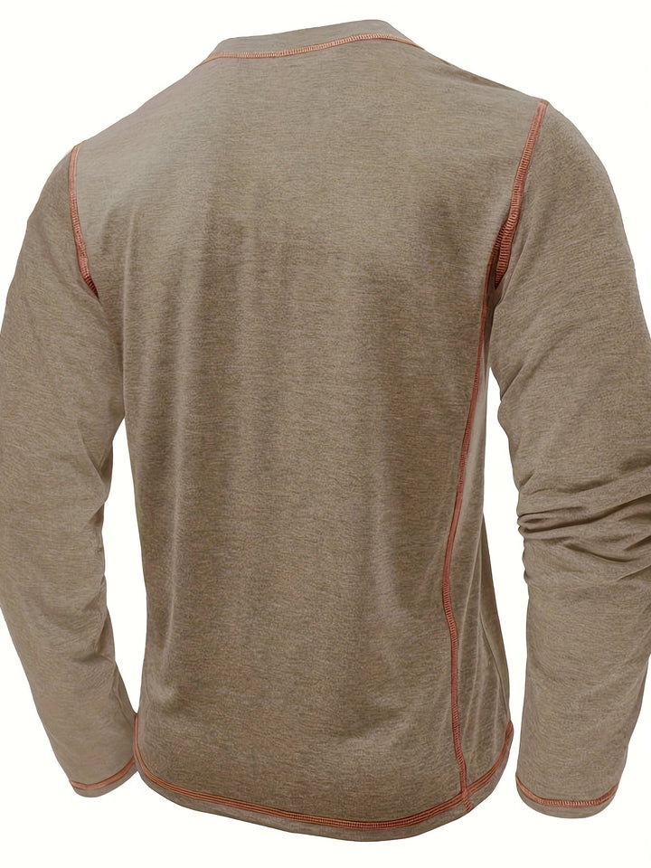 Reuben | Longsleeve Henley z Kontrastowym Szwem