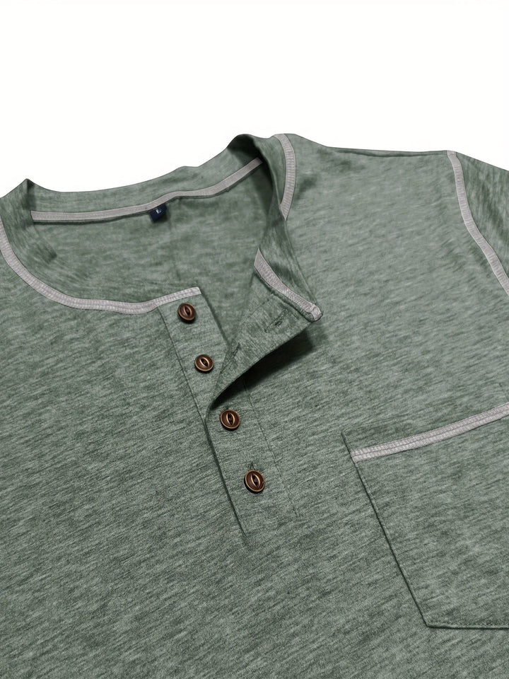 Reuben | Longsleeve Henley z Kontrastowym Szwem