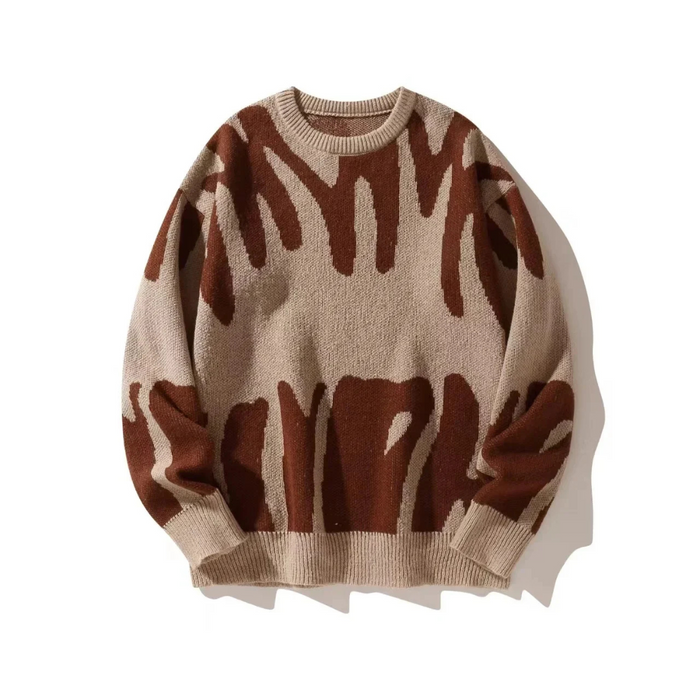Sweter Męski z Abstrakcyjnym Wzorem i Okrągłym Dekoltem