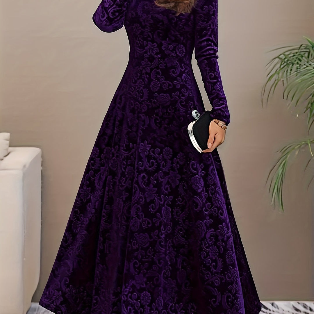 Adeline | Elegancka Midi Sukienka z Długim Rękawem