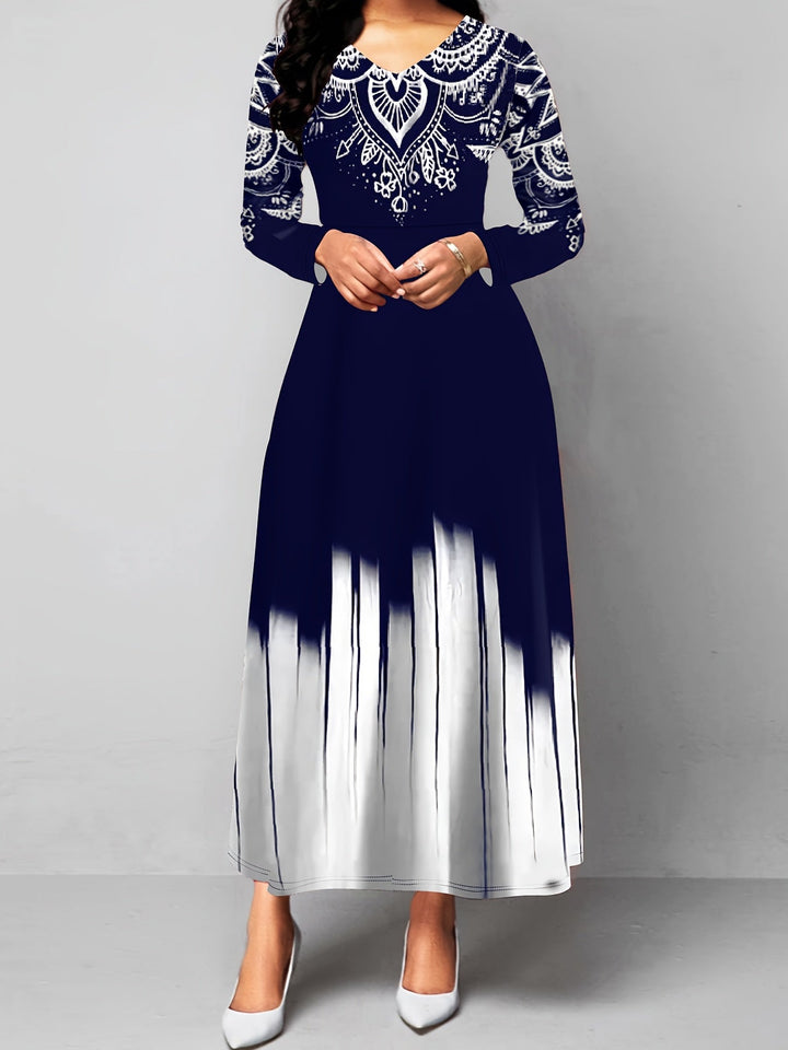 Nadia | Ornamentalny Print Flared Maxi Dress